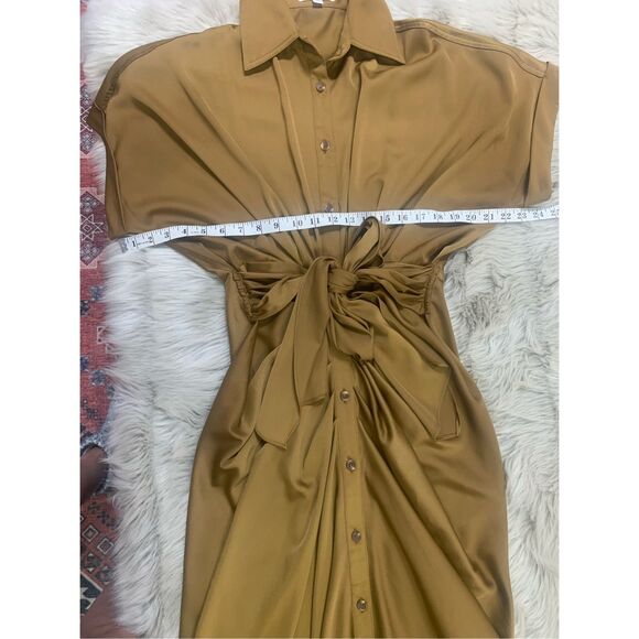 Mable Midi Dress Short Sleeve Button Down Tie Waist Size Medium - Picture 5 of 8